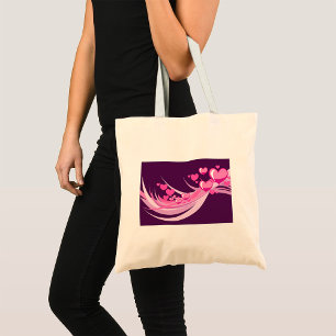 Bolso De Tela Romántico Resumen Diseño De Corazones Rosa En Púrp