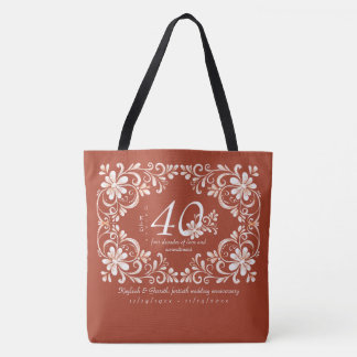 Bolso De Tela Romántico Shabby Chic Red Rust 40 años
