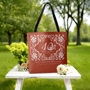 Bolso De Tela Romántico Shabby Chic Rojo Óxido 40 Aniversario