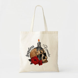 Bolso De Tela Romántico sin esperanza - Calavera gótica, rosa ro