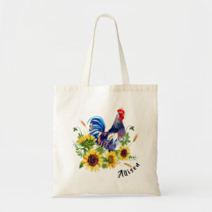 Bolso De Tela Rooster con girasoles personalizado