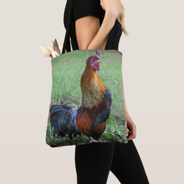 Bolso De Tela Rooster Crowing Farm Animal (Detalle)