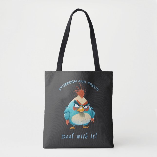 Bolso De Tela Rooster Stubborn Deal With It Cuadable Adorable Fu (Anverso)