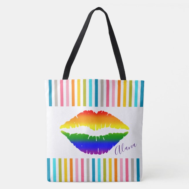 Bolso De Tela Ropa de arcoiris y rayas (Anverso)