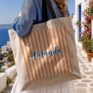 Bolso De Tela Ropa de Dama de Honor Moderna Naranja Rayada para 