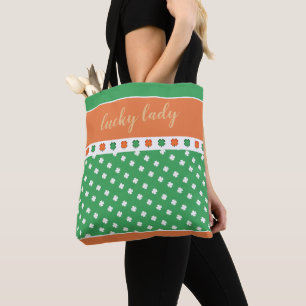 Bolso De Tela Ropa de hojas de IRISH 4 con texto de dama afortun