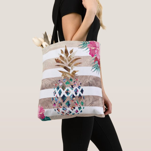 Bolso De Tela Ropa de oro floral de piña (Detalle)