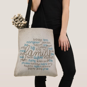 Bolso De Tela Rope Design Family Word Cloud