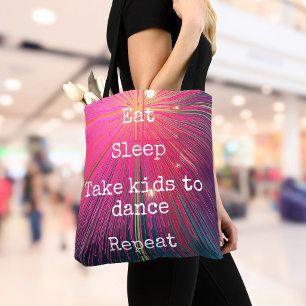 Bolso De Tela Rosa Abstracto Comer Dormir Llevar Niños a Bailar 