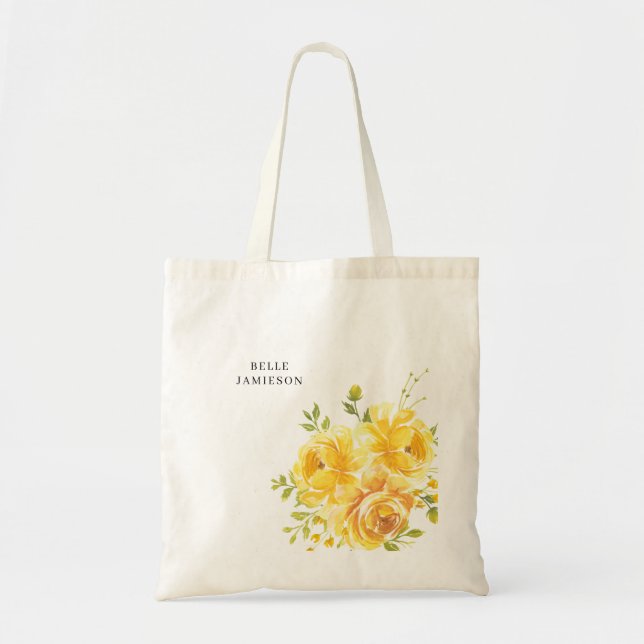 Bolso De Tela Rosa amarilla de ensueño personalizable (Frente)
