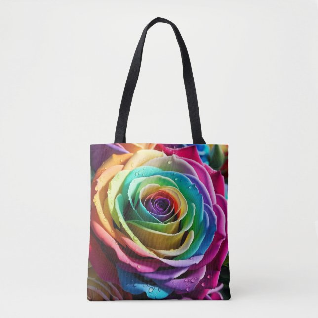 Bolso De Tela Rosa arcoiris (Anverso)
