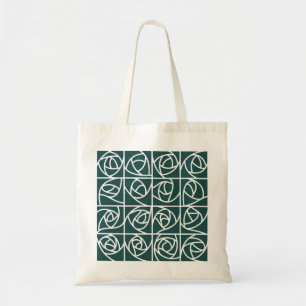 Bolso De Tela Rosa Art Decó Cuadrados Elegante Verde Floral