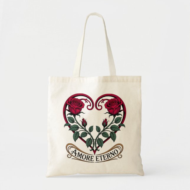 Bolso De Tela Rosa Art Nouveau Heart Floral (Frente)