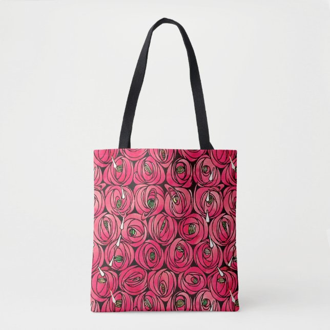Bolso De Tela Rosa Art Nouveau Rennie Macintosh Graphic (Anverso)