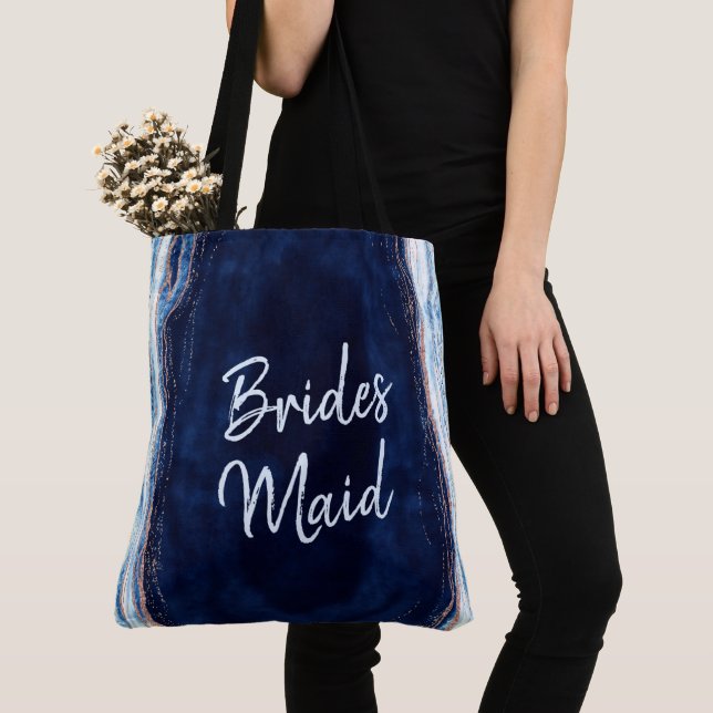 Bolso De Tela Rosa azul zafiro Geode oro Agate Bridesmaid (Detalle)