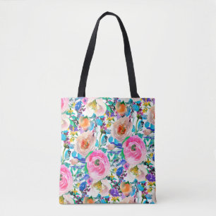 Bolso De Tela Rosa Beige Y Rosa