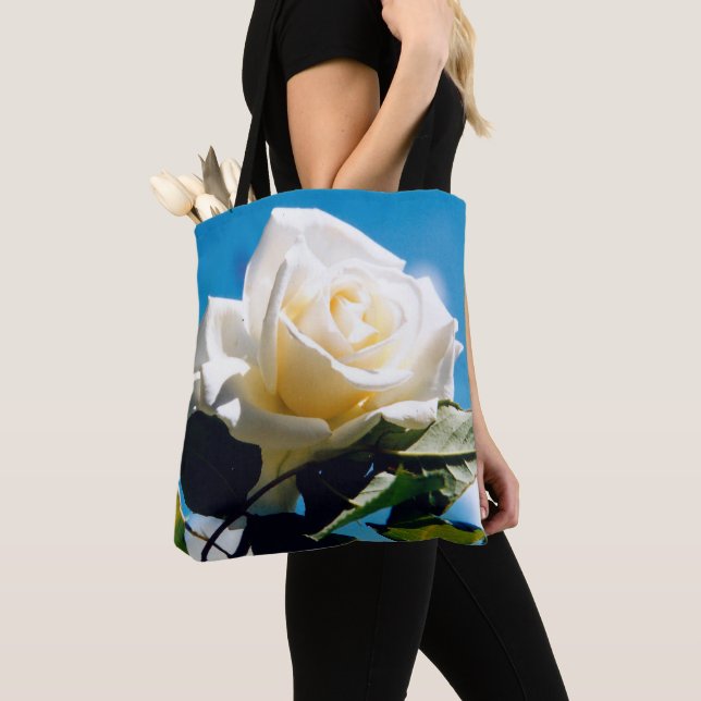 Bolso De Tela Rosa Blanca Belleza (Detalle)