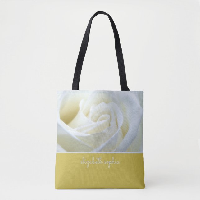 Bolso De Tela Rosa blanca personalizada (Anverso)