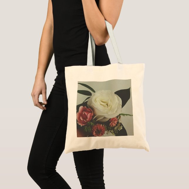 Bolso De Tela Rosa blanca y rosa (Anverso (producto))