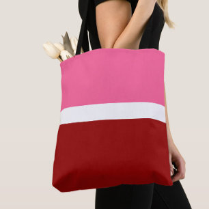 Bolso De Tela Rosa Blanco Granate Rojo Bloque de Color