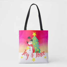 Bolso De Tela Rosa Brillante Con Snowman