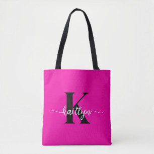 Bolso De Tela Rosa Caliente Monograma Negro