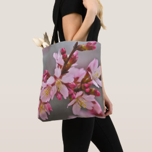Bolso De Tela Rosa Contra Los Flores De Cerezo Japoneses Con Cie