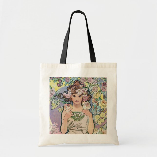 Bolso De Tela Rosa (Cuatro Flores), Alphonse Mucha (Frente)