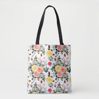 Bolso De Tela Rosa de acuarela rosa y amarillo