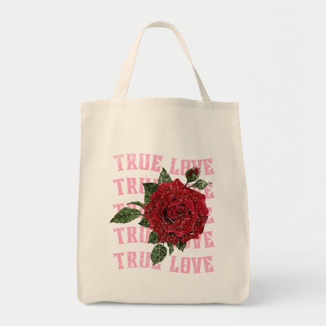 Bolso De Tela Rosa de amor verdadero El día de San Valentín romá (Frente)