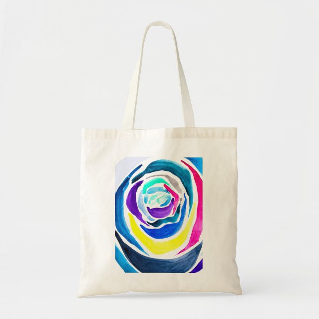 Bolso De Tela Rosa de arte pop azul acuarela (Frente)