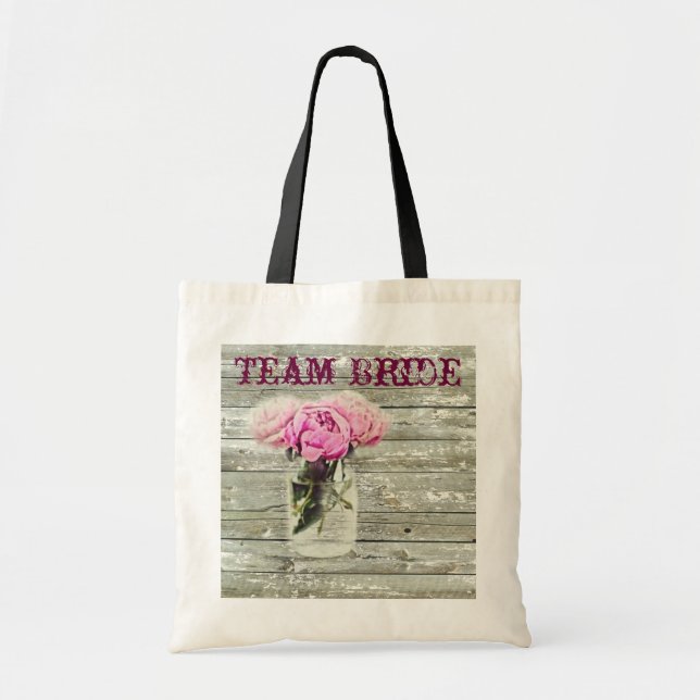 Bolso De Tela rosa de campo rústico mason jar boda (Frente)