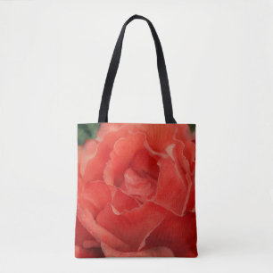 Bolso De Tela Rosa de Coral Rojo Flor Pétalos florales Art Tote