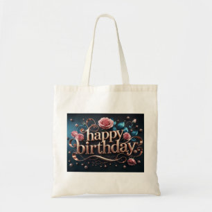 Bolso De Tela Rosa de cumpleaños dorado lujoso y elegante extrav