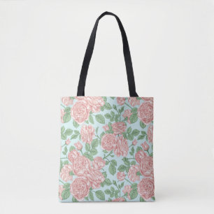 Bolso De Tela Rosa de flores rosadas patrón de Bouquet Garden