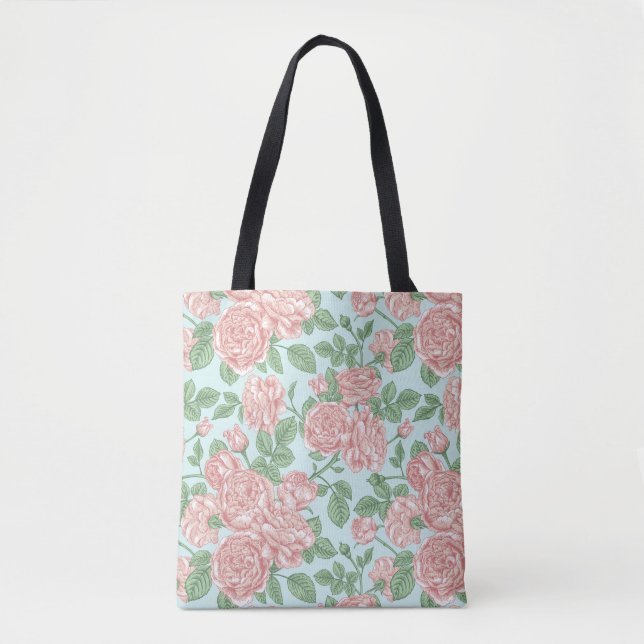 Bolso De Tela Rosa de flores rosadas patrón de Bouquet Garden (Anverso)