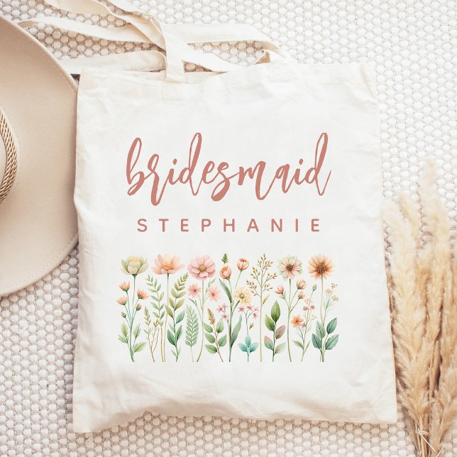 Bolso De Tela Rosa de flores silvestres personalizado Script Bri (Subido por el creador)