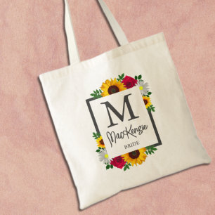 Bolso De Tela Rosa de Girasol Flor de Otoño Fiesta de Boda