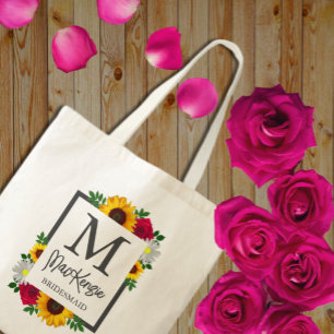 Bolso De Tela Rosa de girasol Floral de otoño Boda Fiesta