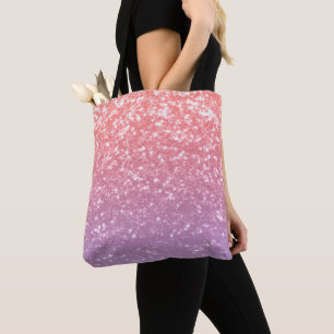 Bolso De Tela Rosa de lavanda morada chispeante chispas purpurin