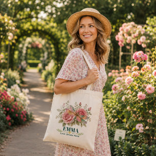 Bolso De Tela Rosa de libélula de flor de nacimiento de junio pe