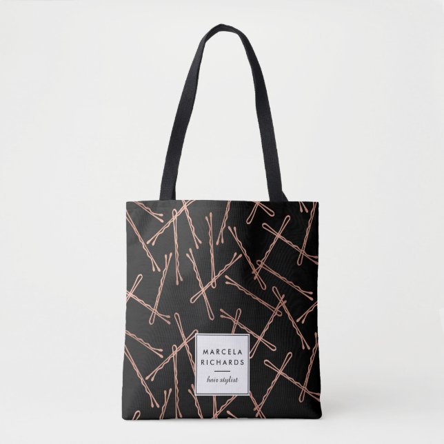 Bolso De Tela Rosa de moda Bobby Pins Black Personalizado (Anverso)