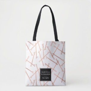 Bolso De Tela Rosa de moda Oro Bobby Pins White Personalizado
