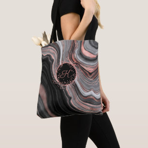 Bolso De Tela Rosa de moda Purpurina de oro Monograma de mármol