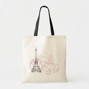 Bolso De Tela Rosa de París de la torre Eiffel