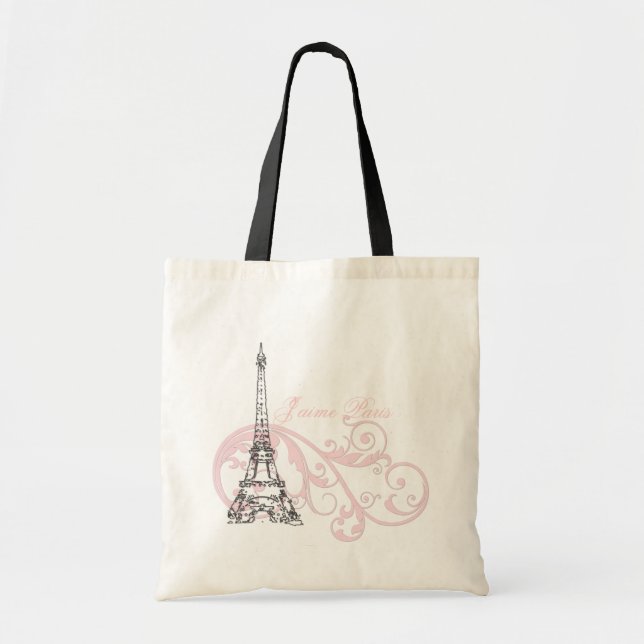 Bolso De Tela Rosa de París de la torre Eiffel (Frente)
