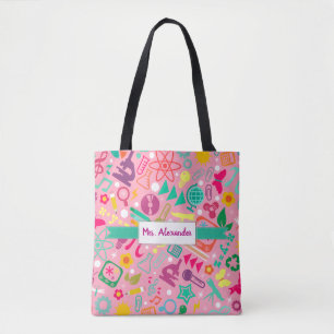 Bolso De Tela Rosa del profesor estudiante del tote de la
