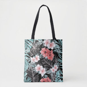Bolso De Tela Rosa Dorado Botánico Tropical Aloha Piña Chic