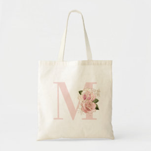 Bolso De Tela Rosa Dorado Glitter Floral Rubor Monograma