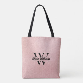 Bolso De Tela Rosa Dorado Glitter Monograma | Brillante Moderno